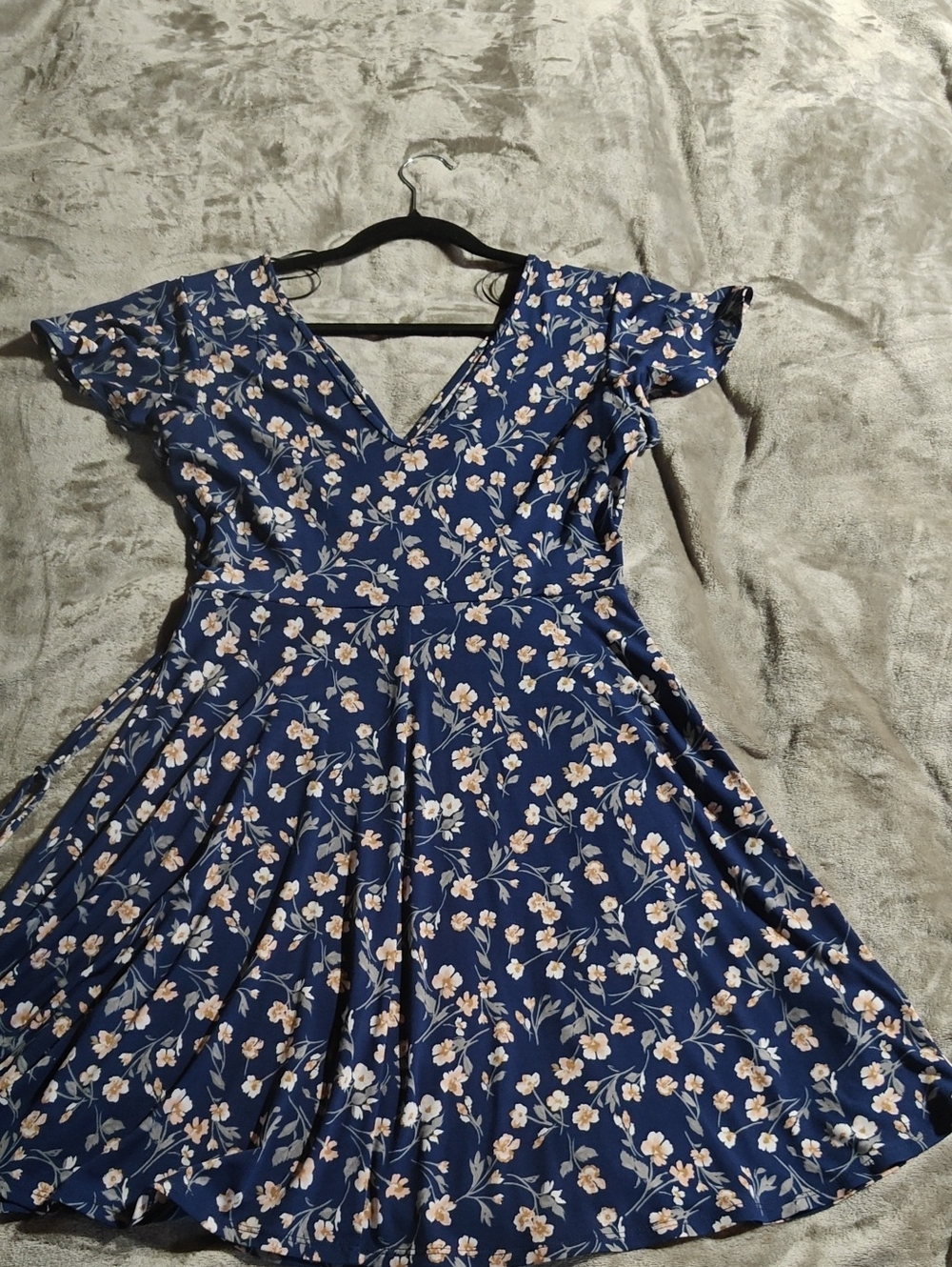Kaileigh Navy Blue Floral Midi Dress